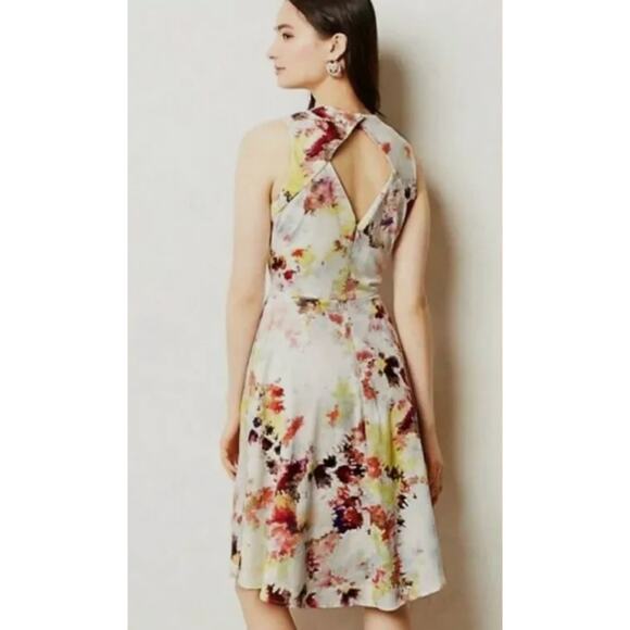 HUNTER BELL 8P  Anthropologie Kukka Tea Dress Open Back A-Line Floral Multicolor - Picture 4 of 12